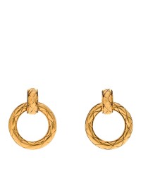 Quilted Hoop Clip On Earrings Gold