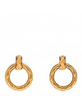 Quilted Hoop Clip On Earrings Gold