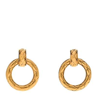 Quilted Hoop Clip On Earrings Gold