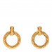 Quilted Hoop Clip On Earrings Gold