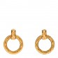 Quilted Hoop Clip On Earrings Gold