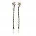 Lambskin Chain Crystal Pearl CC Drop Earrings Gold
