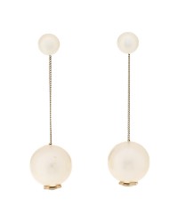 Pearl CC Chain Drop Earrings Gold