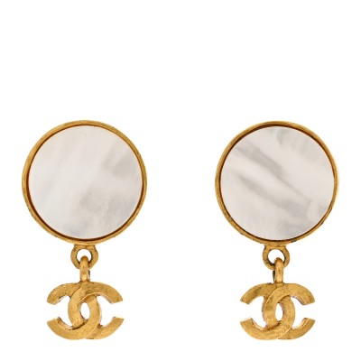 Metal CC Round Clip On Earrings Gold