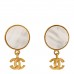 Metal CC Round Clip On Earrings Gold