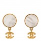 Metal CC Round Clip On Earrings Gold