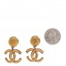Metal CC Logo Drop Clip On Earrings Gold
