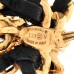 Lambskin Chain Bow Stud Earrings Black Gold