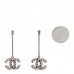 Baguette Crystal CC Drop Earrings Silver