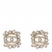 Metal Crystal Baguette High Society CC Earrings Gold