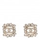 Metal Crystal Baguette High Society CC Earrings Gold