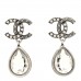Crystal CC Tear Drop Earrings Silver