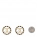 Pearl Beaded CC Round Earrings Gold Black White