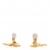 Metal CC Logo Drop Clip On Earrings Gold