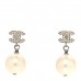Crystal Pearl CC Drop Earrings Silver Pearly White