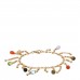 18K Yellow Gold Diamond Multi Stone Dangle Charm Bracelet
