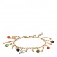 18K Yellow Gold Diamond Multi Stone Dangle Charm Bracelet