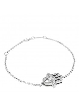 18K White Gold Diamond Happy Diamonds Hamsa Bracelet