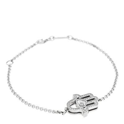 18K White Gold Diamond Happy Diamonds Hamsa Bracelet