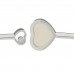 18K White Gold Diamond Mother of Pearl Happy Hearts Bangle Bracelet