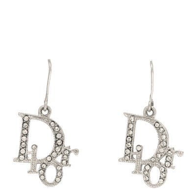Crystal Logo Earrings Silver