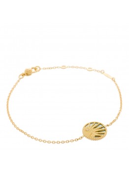 18K Yellow Gold Diamond Black Onyx Mother of Pearl Rose Celeste Bracelet