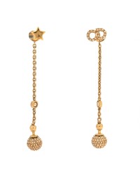 Crystal Star CD Tribal Dangle Chain Earrings Gold