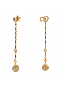 Crystal Star CD Tribal Dangle Chain Earrings Gold