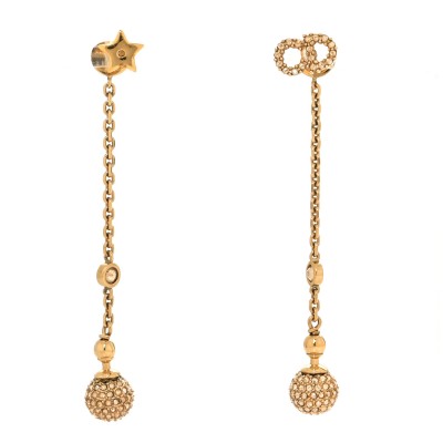 Crystal Star CD Tribal Dangle Chain Earrings Gold