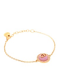 Metal Enamel Crystal CD Station Bracelet Pink