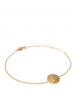 18K Yellow Gold Diamond Black Onyx Mother of Pearl Rose Celeste Bracelet