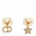 Pearl Crystal Mise En Dior Logo Tribal Earrings Gold