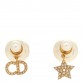 Pearl Crystal Mise En Dior Logo Tribal Earrings Gold