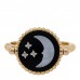 18K Yellow White Gold Diamond Black Onyx Mother of Pearl Rose Celeste Ring 50 5.25