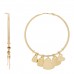 18K Yellow Gold Heart Charm Hoop Earrings