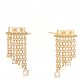 Crystal Pearl Logo Dangle Chain Earrings Gold