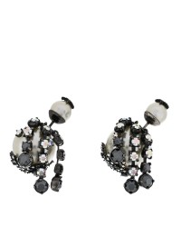 Pearl Crystal Tribales Butterfly Star Dangle Earrings Ruthenium Multicolor