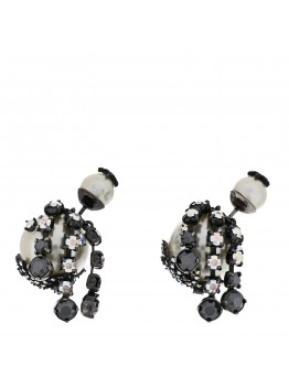 Pearl Crystal Tribales Butterfly Star Dangle Earrings Ruthenium Multicolor