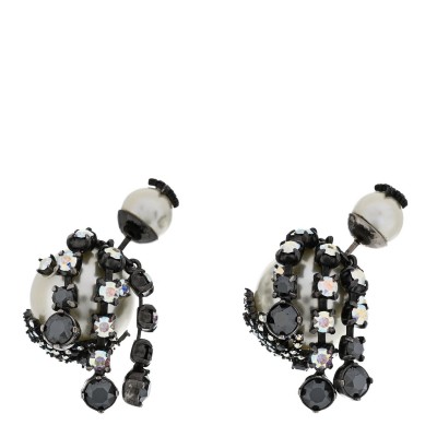 Pearl Crystal Tribales Butterfly Star Dangle Earrings Ruthenium Multicolor