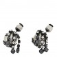 Pearl Crystal Tribales Butterfly Star Dangle Earrings Ruthenium Multicolor