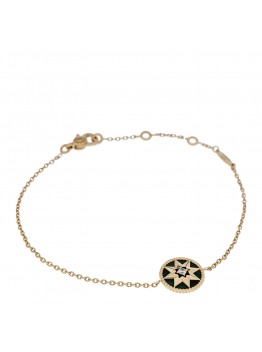18K Yellow Gold Diamond Malachite Rose Des Vents Bracelet