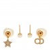 Pearl Crystal Mise En Dior Logo Tribal Earrings Gold