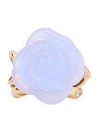 18K Yellow Gold Diamond Chalcedony Rose Dior Pre Catelan Ring 49 4.75