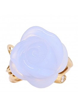 18K Yellow Gold Diamond Chalcedony Rose Dior Pre Catelan Ring 49 4.75