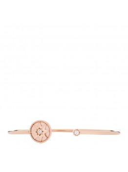 18K Rose Gold Diamond Pink Opal Rose Des Vents Cuff Bracelet
