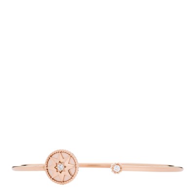 18K Rose Gold Diamond Pink Opal Rose Des Vents Cuff Bracelet