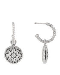 18K White Gold Diamond Rose Des Vents Pave Hoop Earrings