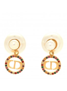 Pearl Crystal Dior Tribales Drop Earrings Gold Multicolor