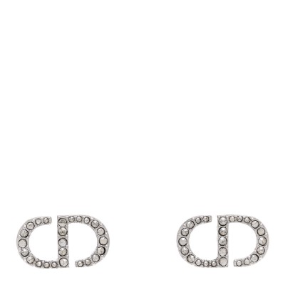 Crystal Petit CD Stud Earrings Silver