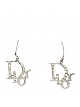 Crystal Logo Earrings Silver